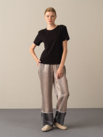 Xint Siyah Regular Fit Vatkalı Tişört