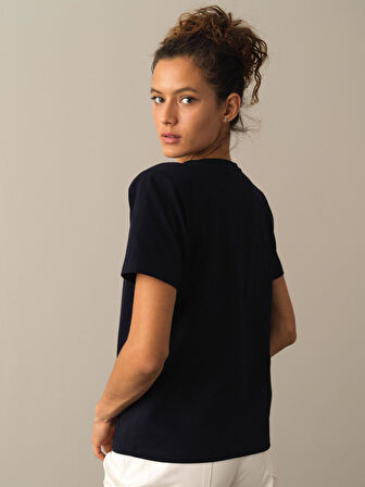 Xint Lacivert Regular Fit Vatkalı Tişört