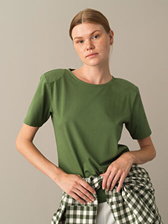 Xint Yeşil Regular Fit Vatkalı Tişört