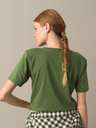 Xint Yeşil Regular Fit Vatkalı Tişört