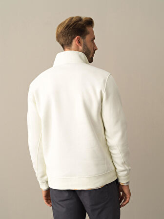 Xint Ekru Pamuklu Dik Yaka Sweatshirt