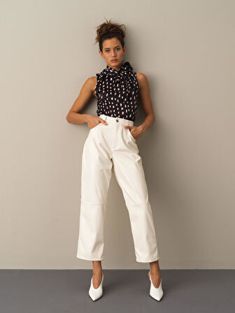 Xint Siyah Kolsuz Saten Bluz