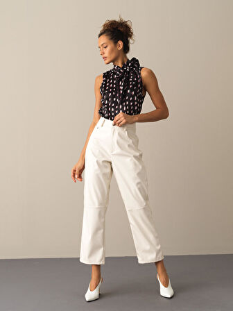 Xint Siyah Kolsuz Saten Bluz