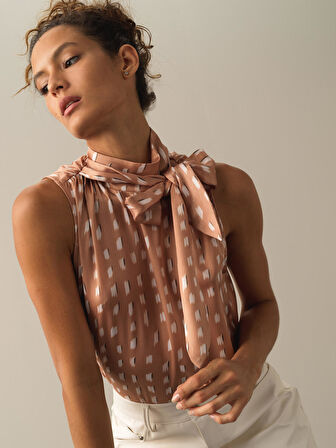 Xint Bej Kolsuz Saten Bluz