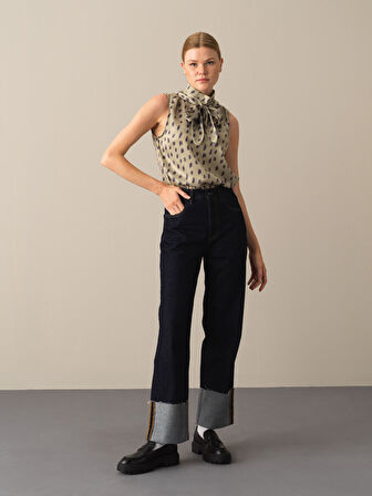 Xint Yeşil Kolsuz Saten Bluz