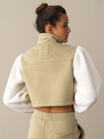 Xint Yeşil Pamuklu Oversize Kuzu Ceket