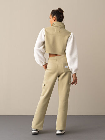 Xint Yeşil Pamuklu Oversize Kuzu Ceket