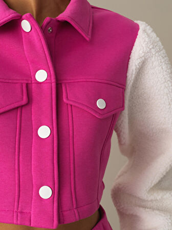 Xint Fuşya Pamuklu Oversize Kuzu Ceket