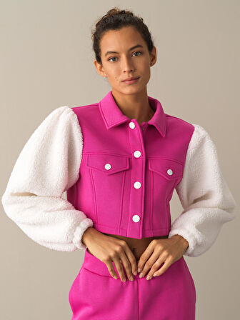 Xint Fuşya Pamuklu Oversize Kuzu Ceket