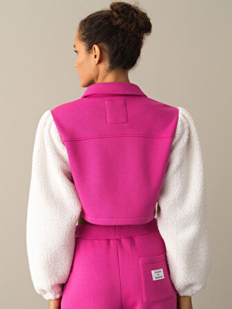 Xint Fuşya Pamuklu Oversize Kuzu Ceket