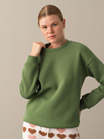 Xint Yeşil Pamuklu Oversize Sweatshirt