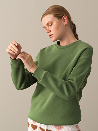 Xint Yeşil Pamuklu Oversize Sweatshirt