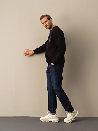 Xint  Siyah Oversize Baskılı Sweatshirt