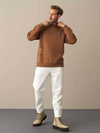 Xint Camel  Oversize Baskılı Sweatshirt