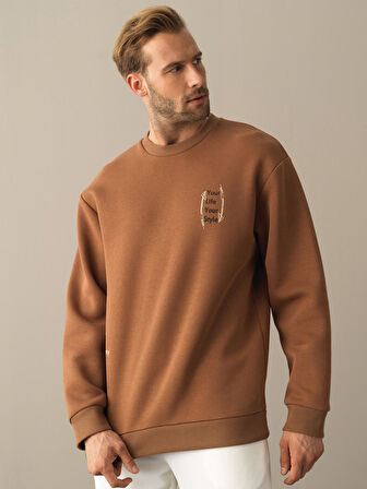 Xint Camel  Oversize Baskılı Sweatshirt