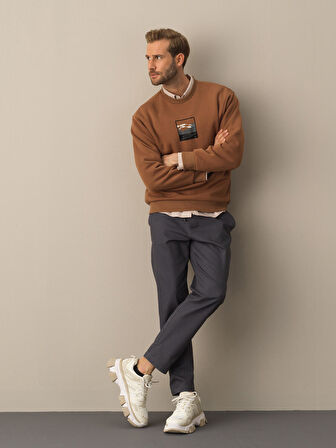 Xint Camel Oversize Baskılı Sweatshirt