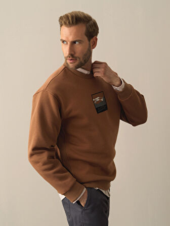 Xint Camel Oversize Baskılı Sweatshirt