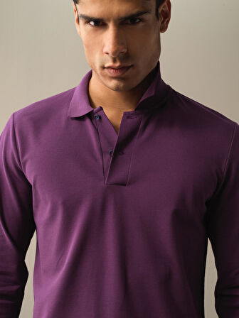 Xint Mor Polo Yaka Fit Basic Tişört