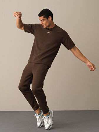 Xint Kahverengi Oversize Baskılı Sweatshirt