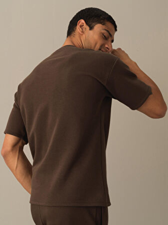 Xint Kahverengi Oversize Baskılı Sweatshirt