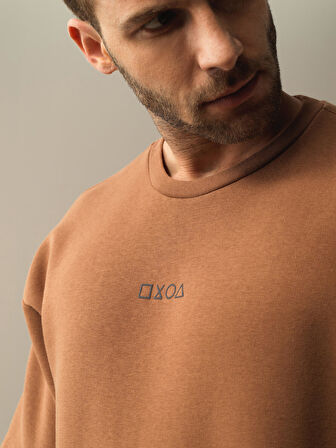Xint Camel Oversize Baskılı Sweatshirt