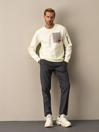 Xint Ekru Regular Fit Baskılı Sweatshirt