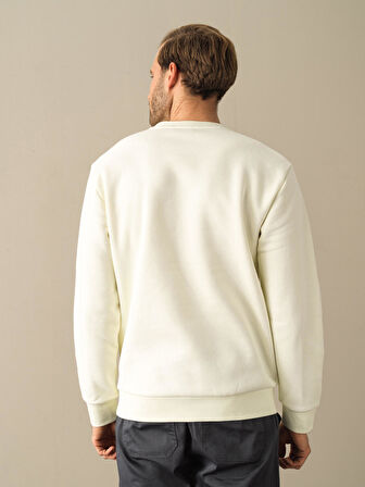 Xint Ekru Regular Fit Baskılı Sweatshirt