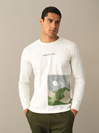 Xint Ekru %100 Pamuk Baskılı Tişört