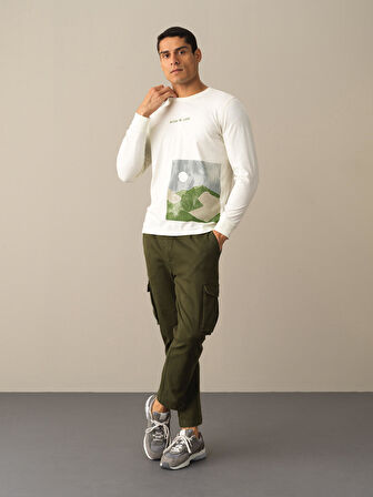 Xint Ekru %100 Pamuk Baskılı Tişört