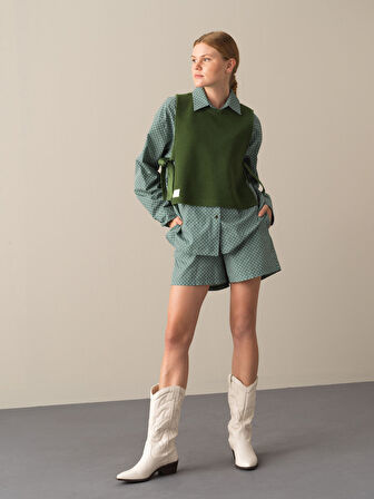 Xint Yeşil Regular Fit Kuzu Yelek