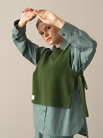 Xint Yeşil Regular Fit Kuzu Yelek