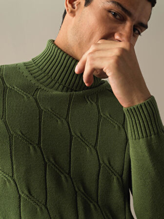 Xint Yeşil Pamuklu Regular Fit Kazak