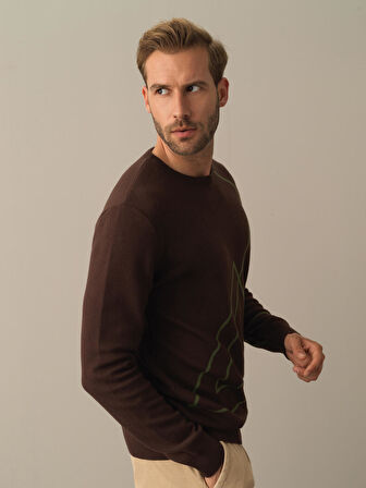 Xint Kahverengi Regular Fit Desenli Kazak