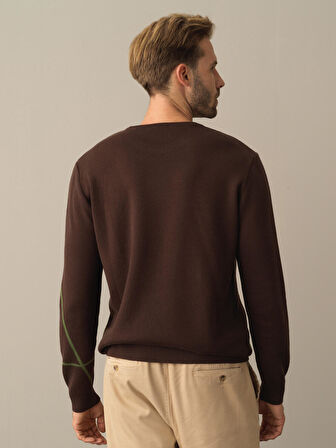 Xint Kahverengi Regular Fit Desenli Kazak