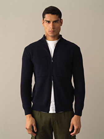 Xint Lacivert Oversize Cep Detaylı Hırka