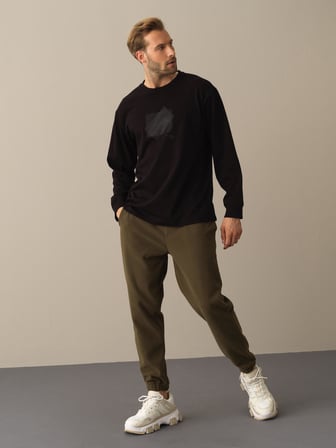 Xint Siyah Regular Fit Baskılı Tişört