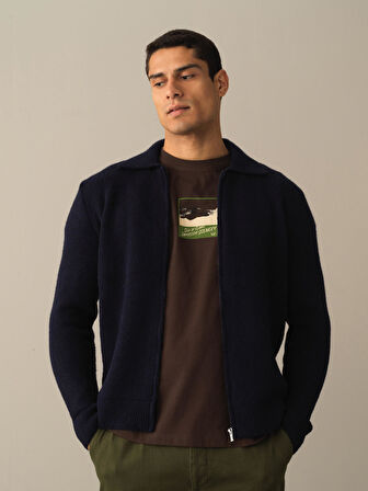 Xint Lacivert Polo Yaka Regular Fit Hırka