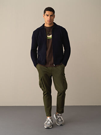 Xint Lacivert Polo Yaka Regular Fit Hırka