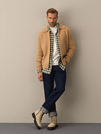 Xint Camel Polo Yaka Regular Fit Hırka