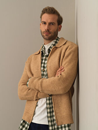 Xint Camel Polo Yaka Regular Fit Hırka