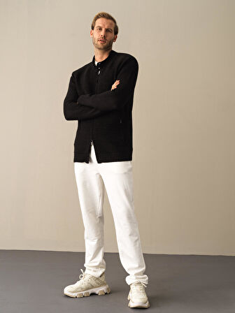 Xint Siyah Regular Fit Fermuarlı Hırka