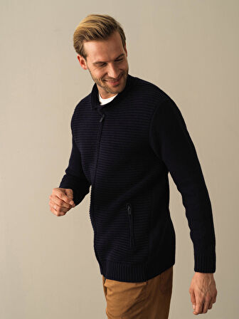 Xint Lacivert Regular Fit Fermuarlı Hırka