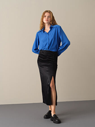 Xint Siyah Regular Fit Saten Etek