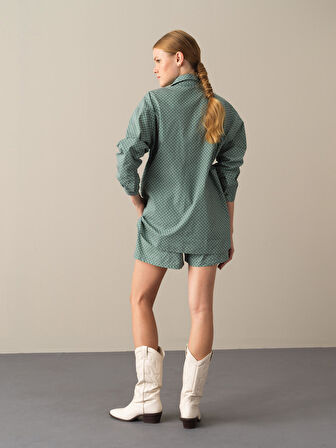 Xint Haki Oversize Desenli Gömlek