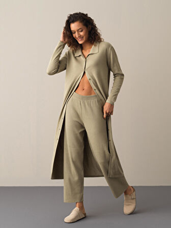 Xint Yeşil Oversize Triko Pantolon