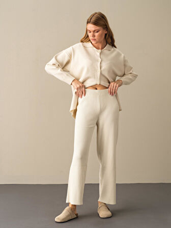 Xint Ekru Oversize Triko Pantolon