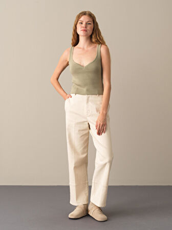 Xint Yeşil Slim Fit Triko Basic Atlet