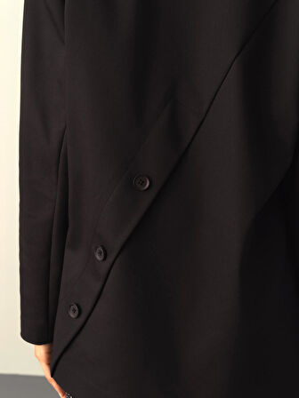 Xint Siyah Pamuklu Oversize Blazer Ceket