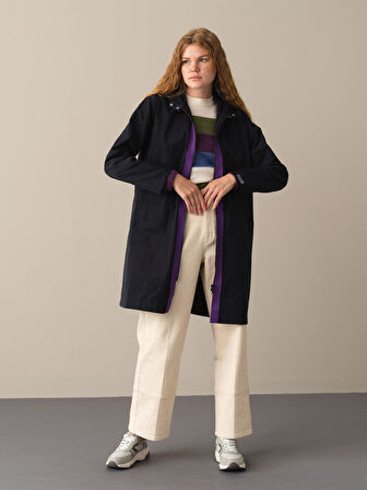 Xint Lacivert Oversize Yağmurluk