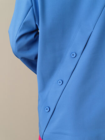 Xint Mavi Pamuklu Oversize Blazer Ceket